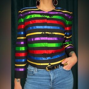 Vintage 80’s rainbow stripe power blazer